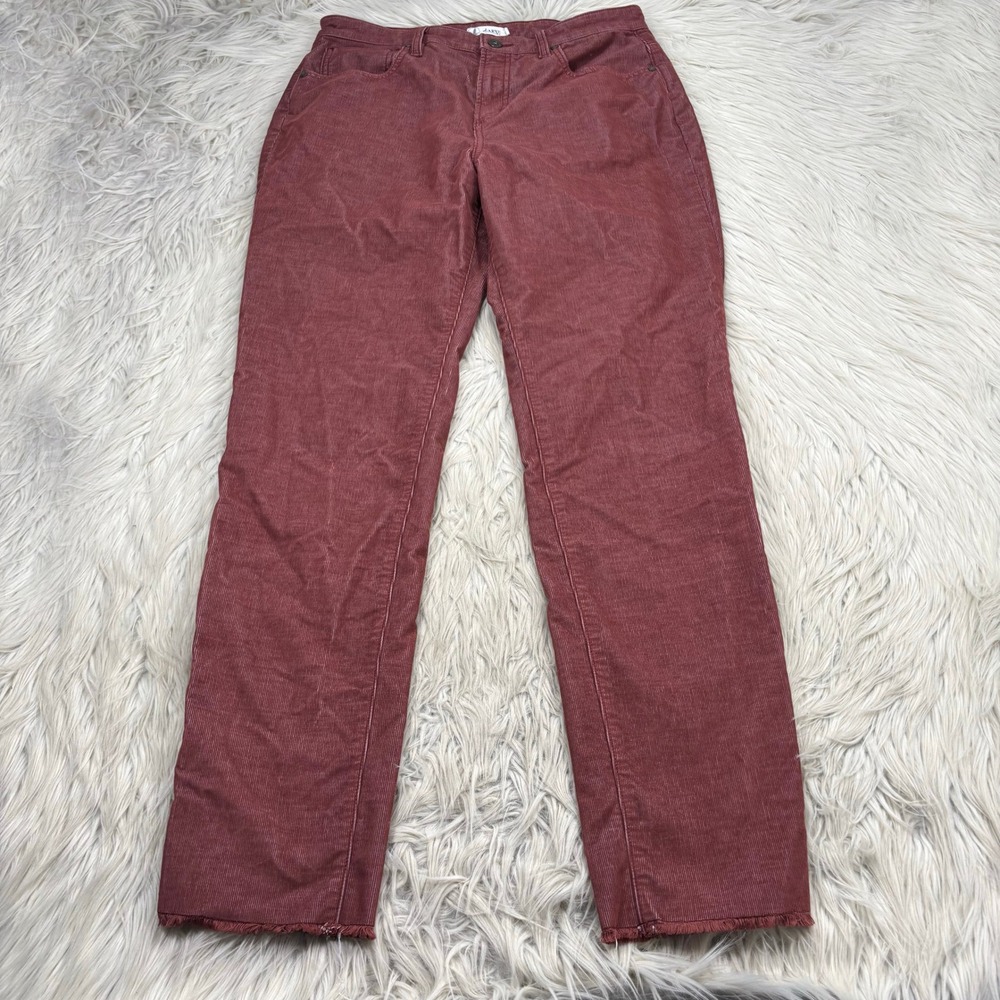 Carve Designs Women's 10 Brick Red Straight Leg Corduroy Pants Raw Hem Beachy